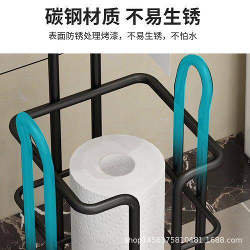 Bathroom roll roll rack stainless steel floor-to-ceiling toilet paper hanger bathroom bathroom paper rack storage rack paper towel storage