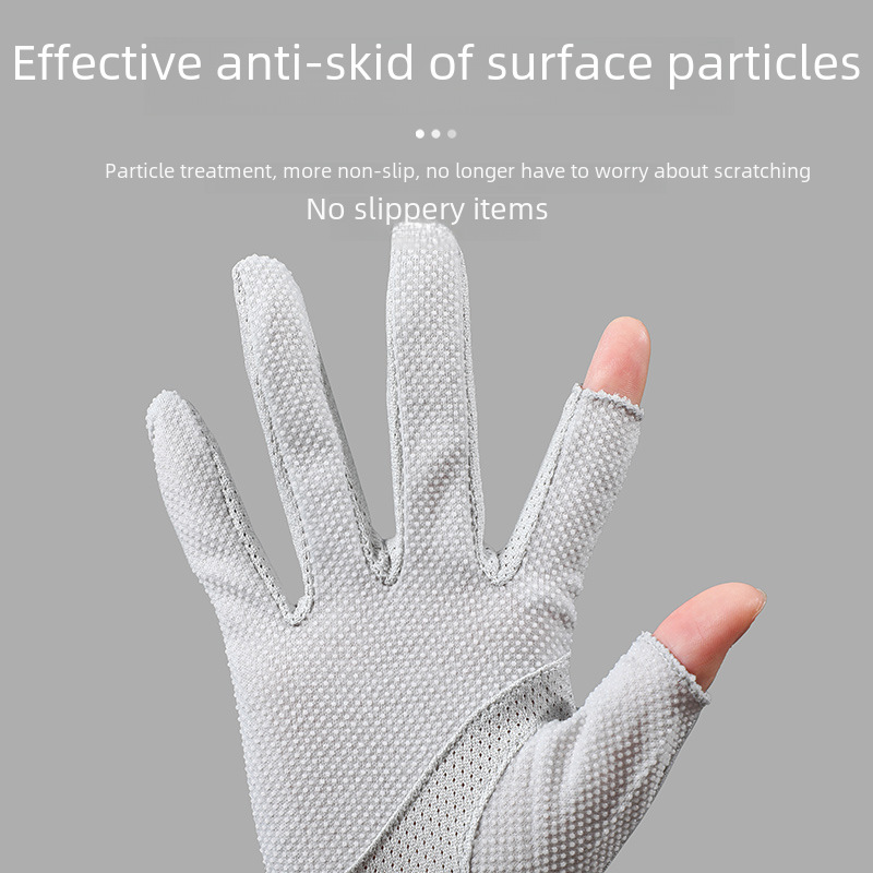 7094 Spring, Summer and Autumn Women's Thin Lace Exposure Finger Leakage Finger Riding Driving Riding Ride UV Protection Sunscreen Gloves_maomaolike.com