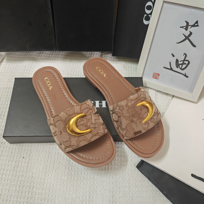 Cross-border COH buena calidad nueva explosión zapatos planos de mujer C hebilla tela metálica una zapatilla universal Europa y América al por mayor en stock