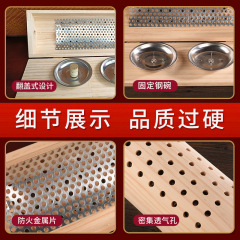 Moxibustion solid wood cervical pillow wooden lumbar pillow moxibustion box head and neck warm moxibustion moxa column moxa velvet pillow wooden fumigation