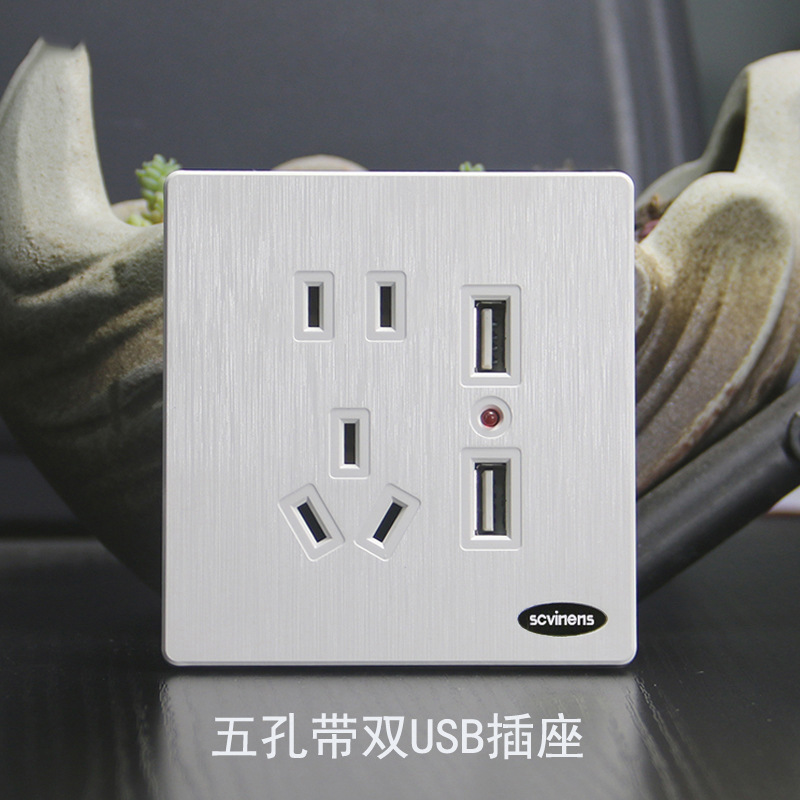 Five-hole double USB