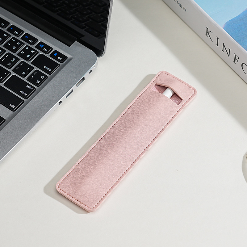 Fábrica directa PU simple estilo de aprendizaje de cuero bolsas de pluma de cuero de color sólido cubierta de lápiz de escritura puede imprimir logotipo