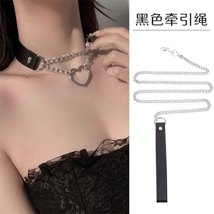 Harajuku Collar Choker Necklace Diablo Punk Gothic Heart Heart Bell Leather European and American Fashion Neck Strap for Women