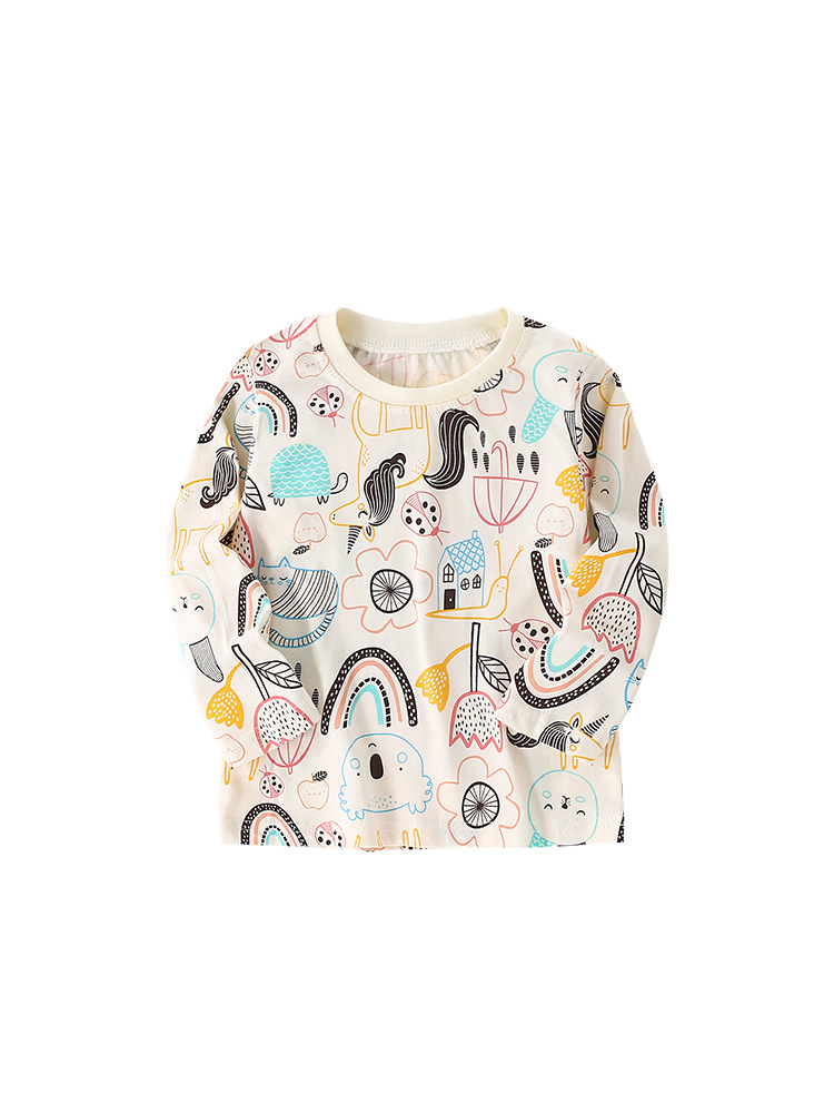Malwee niños de manga larga otoño nuevo estilo europeo y americano camiseta de impresión de aire extranjero de cuello redondo ropa infantil casual