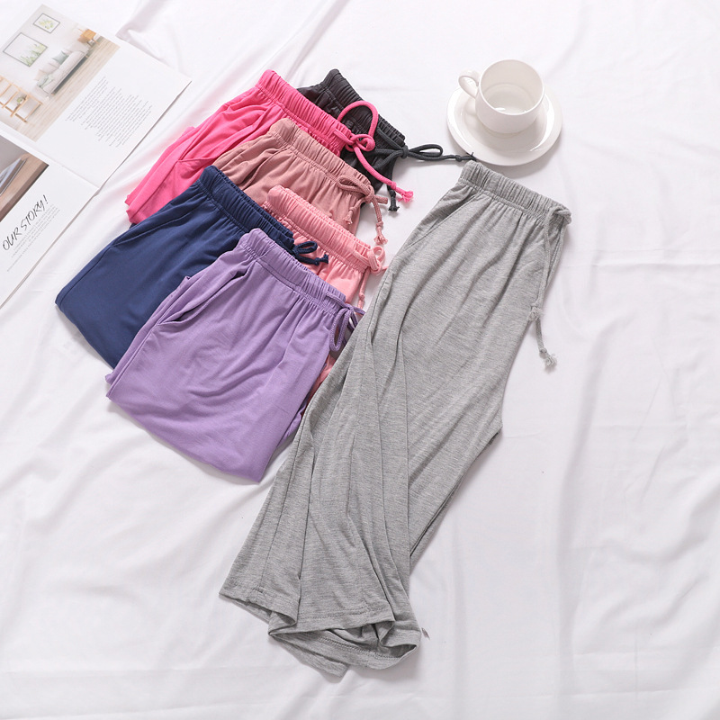 Manufacturer Wholesale Women's Summer Modal Solid Color Cropped Pants Pajamas Home Clothes Sports Large Size Outer Wear Breathable