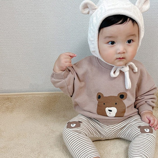 Детские осенние леггинсы, штаны подходит для мужчин и женщин для девочек, 2023, в корейском стиле, детская одежда, с медвежатами