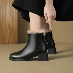 Новые французские винтажные сапоги Martin дикие толстые каблуки сапоги женские мягкие кожаные женские сапоги зимний бархат утолщенный и теплый женский