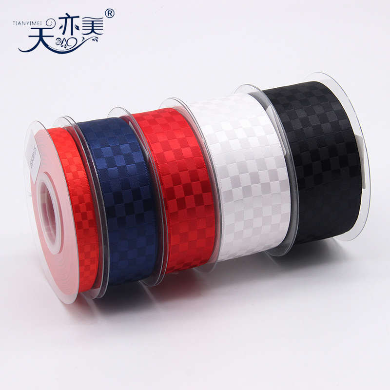 Tianyi Mei cinta de diamante cinta de satén a cuadros DIY accesorios de embalaje hechos a mano cinta