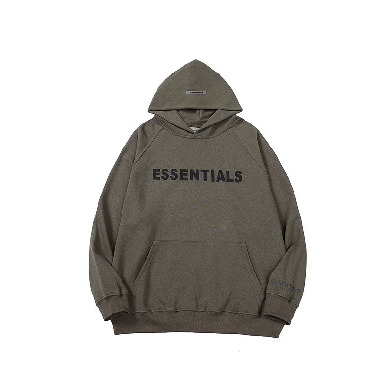 复线FOG ESSENTIALS字母压胶毛圈连帽卫衣男女情侣宽松外套 跨境|undefined