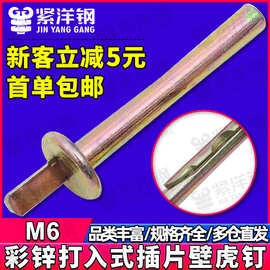 镀彩锌打入式吊顶插片壁虎钉膨胀钉锤击膨胀螺丝敲击式膨胀螺栓M6