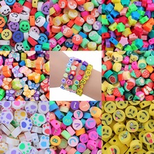 50颗 跨境热卖 diy饰品五瓣花软陶珠笑脸珠圣诞系列软陶片串珠