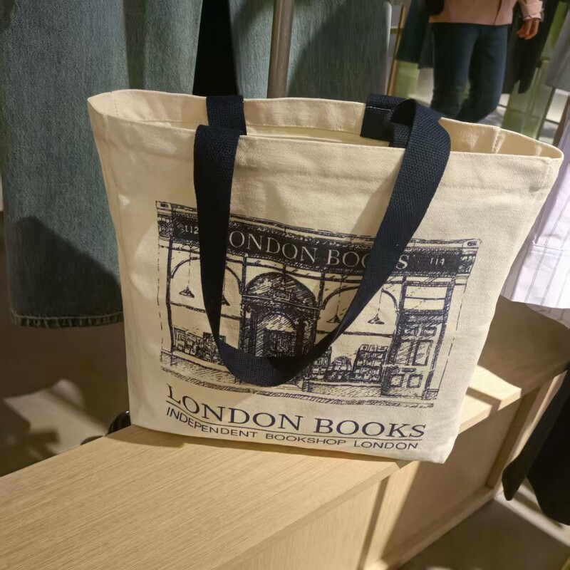 Manufacturer's Supply: London Bookstore Vintage Design Canvas Tote Shoulder Bag, Large Capacity Shopping Bag for Men and Women