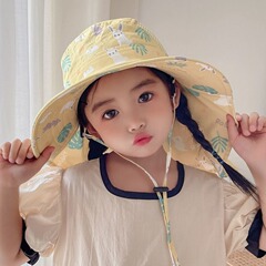 户外儿童防晒帽大帽檐超大遮脸遮脖子渔夫帽男女孩宝宝遮阳帽批发