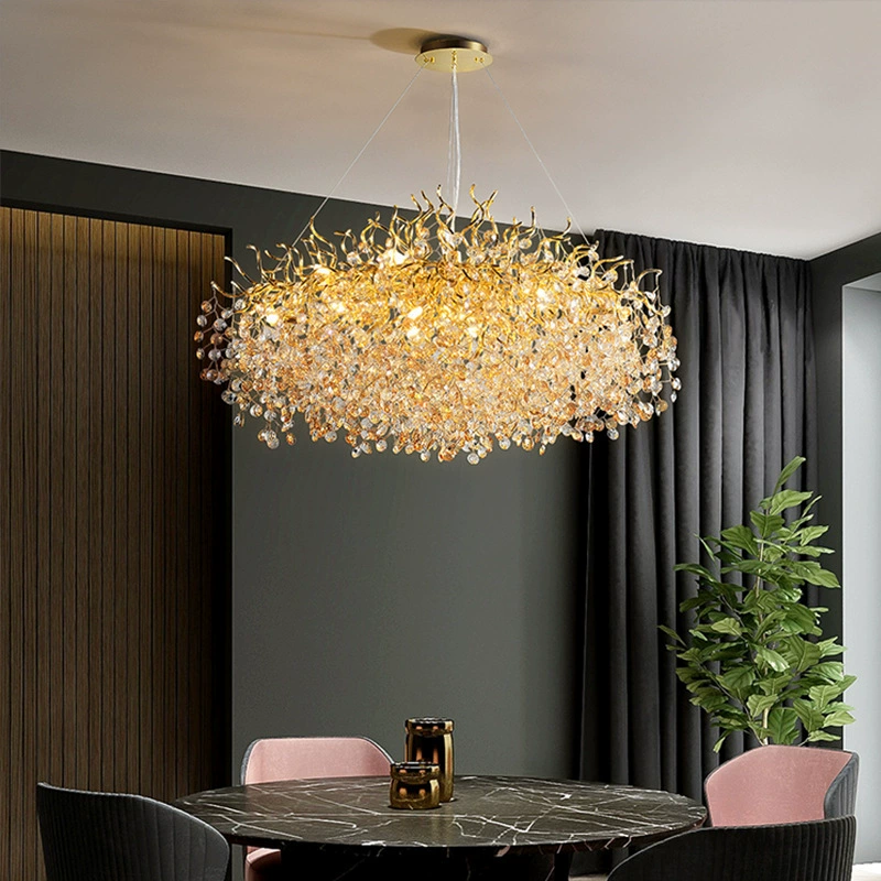 Хрустальная потолочная лампа для гостиной, стиль light luxury, французский стиль