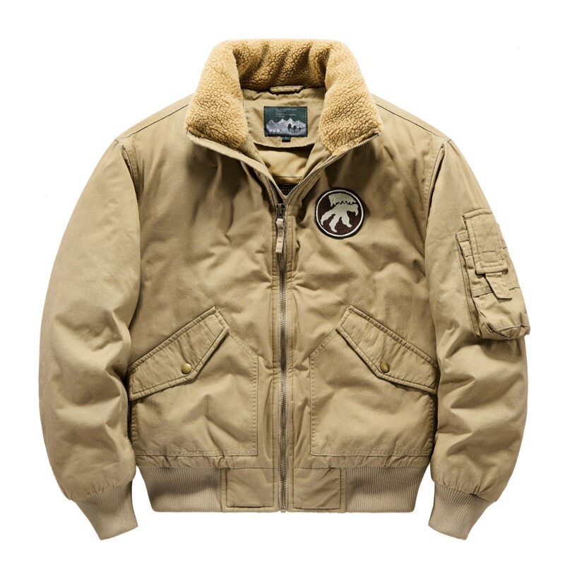 Men's cotton washed cotton-padded jacket loose drop-shoulder plus size casual thickened cotton-padded jacket men's flight jacket workwear cotton-padded jacket