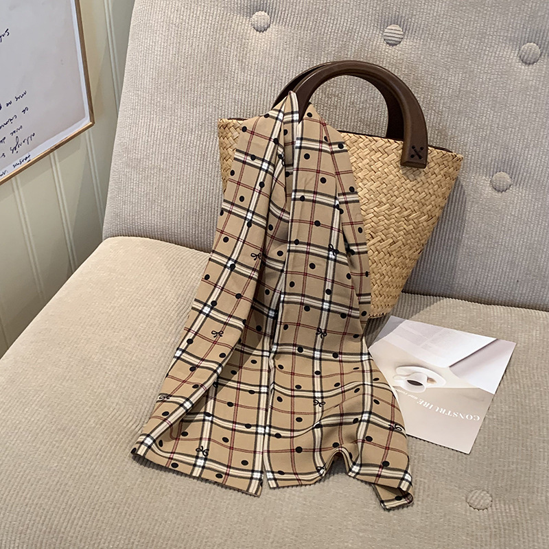 Wavepoint bufandas de seda larga alta sensación francesa retro primavera y otoño decoración de moda bufandas de cuello correa de cabello turbante