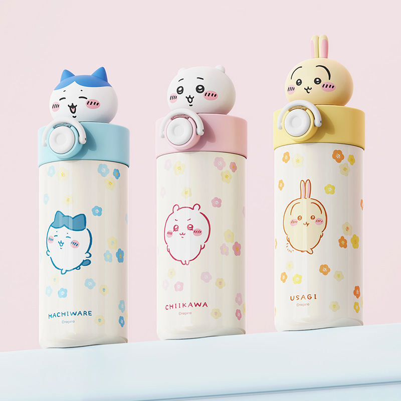 Chiikawa Thermos Cup Chiikawa Xiaoba Bullet Lid Straw Cup Large Capacity Water Cup Portable Student Gift