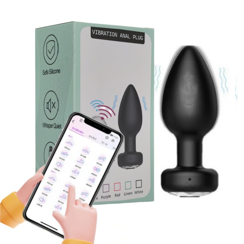 White diamond anal plug black (app remote control) boxed silver bottom