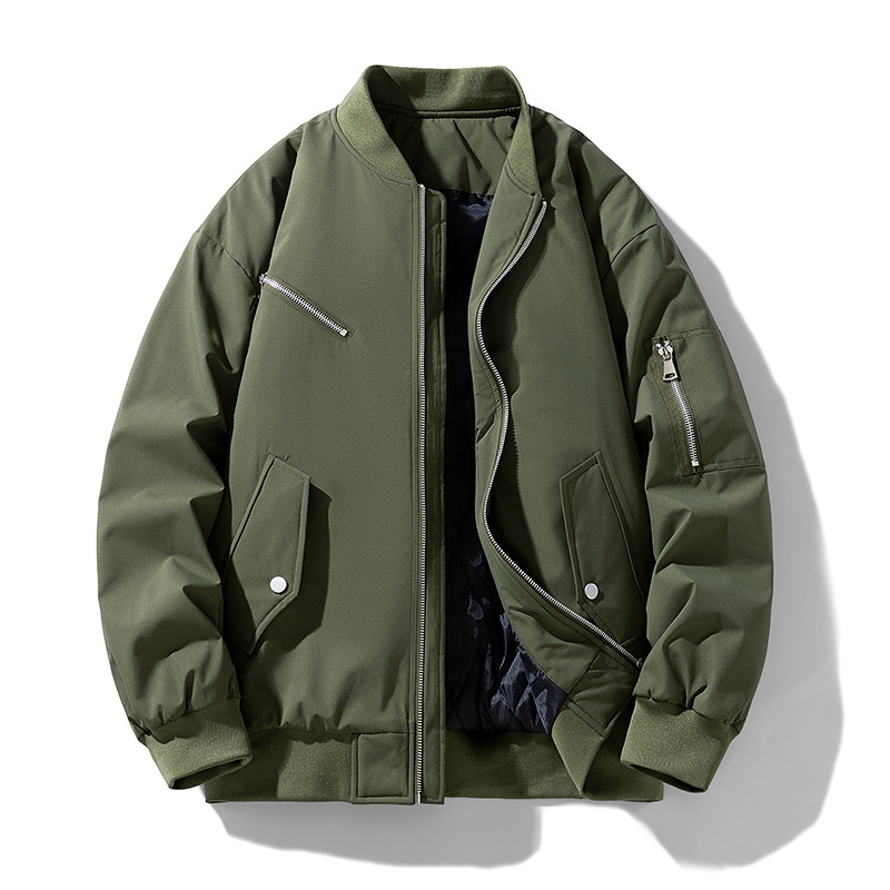 Chaqueta de vuelo de otoño y invierno transfronterizos de estilo americano, cuello de béisbol para hombres y mujeres, chaqueta de algodón, chaqueta de algodón de tamaño extra