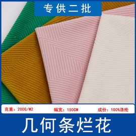 现货供应丽丝绒几何条烂花经编提花丝绒箱包沙发抱枕家纺服装布料