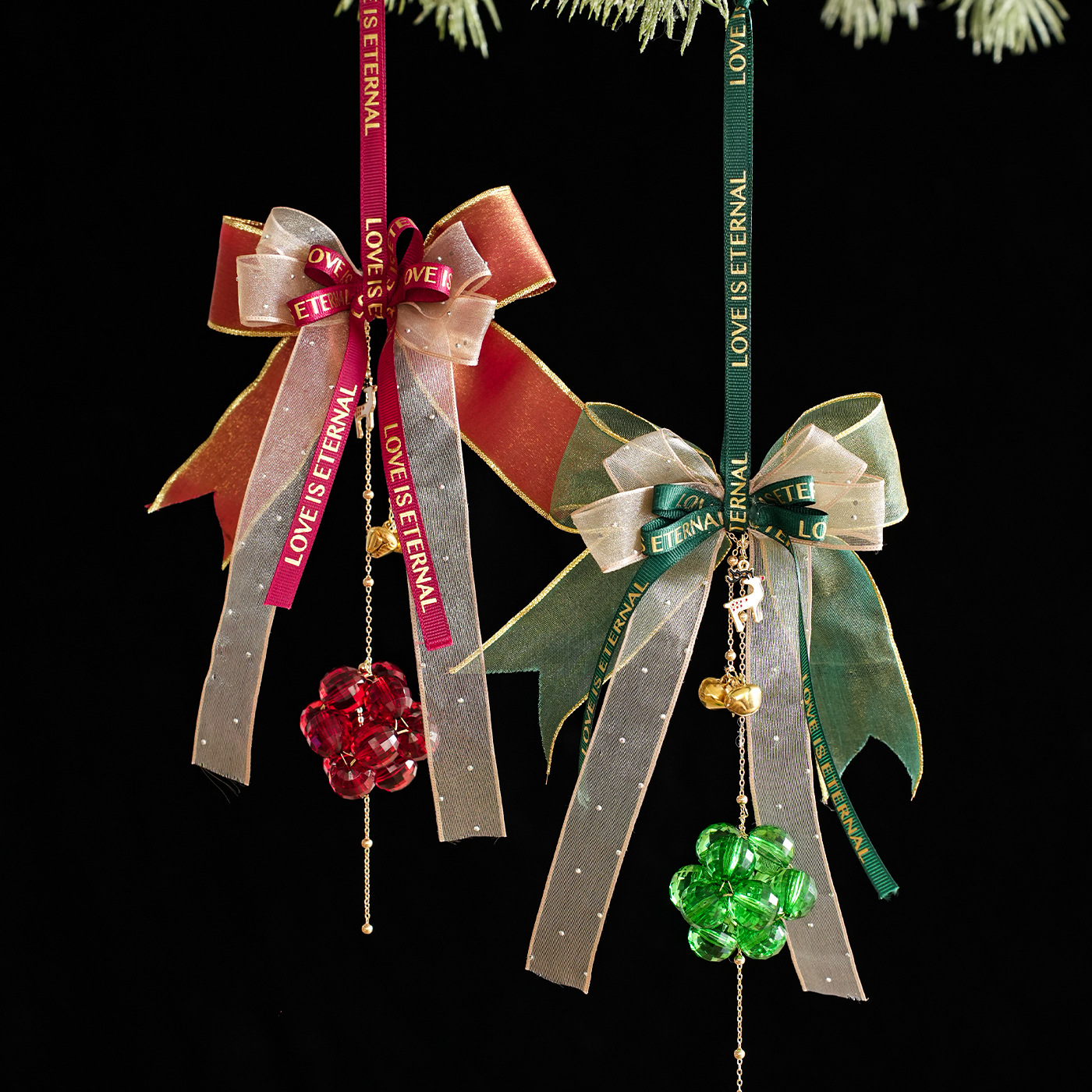 Nuevos colgantes de campana acrílica transparente colgantes colgantes de arco de alta calidad decoraciones de árbol de Navidad vestidos colgantes