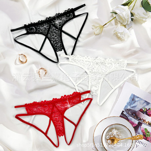 2024 new European and American three-color lace sexy crotch-free low waist passion seduction sexy briefs for women