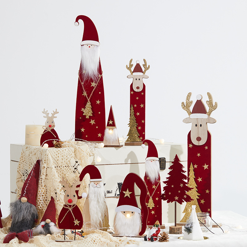 Árbol de Navidad luminoso, decoración de madera de escritorio, Elk para ancianos, centro comercial creativo, decoración de decoración de café, accesorios