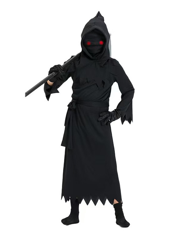 新款儿童万圣节cos服死神服装跨境cosplay发光眼镜衣服舞台表演服|undefined