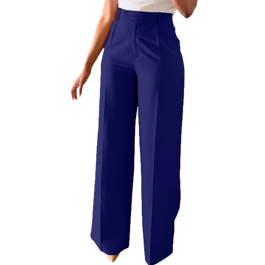 High Waist Flowy Wide Leg Trousers for Women Soft Stretch Straight Leg Comfortable Casual Palazzo Pants with Pockets_ecoleips.com