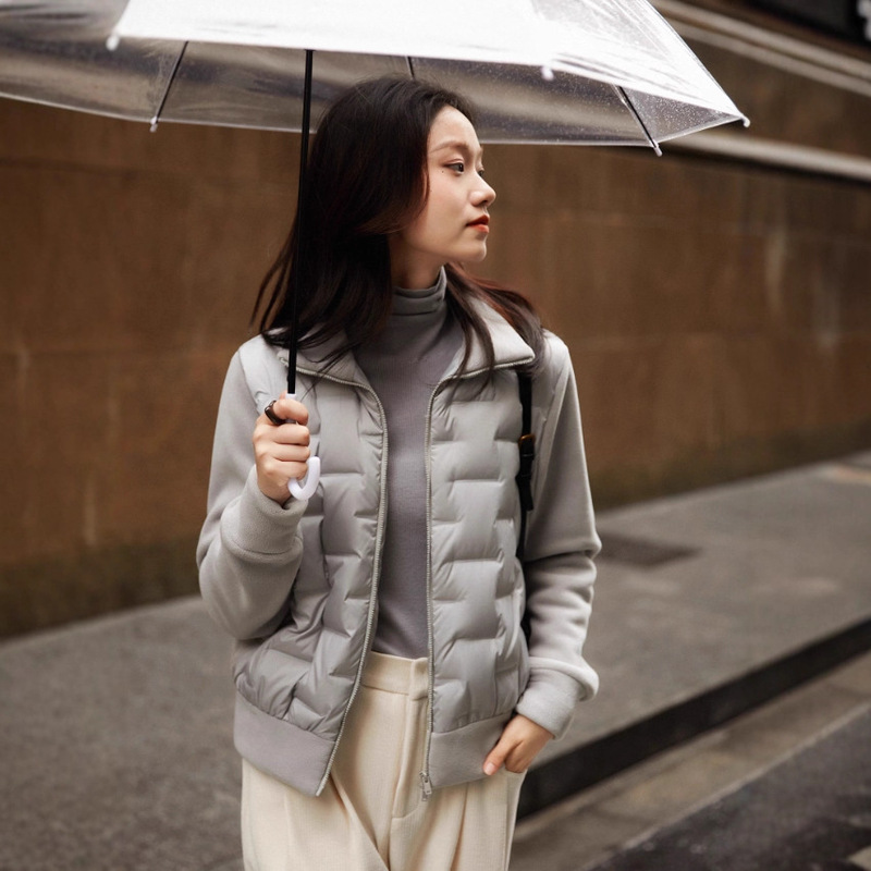 Elegant and Stylish, Non-Bloated and Versatile Item/Stand Collar Polar Fleece 90 Duck down Light down Jacket for Women Autumn and Winter New Style