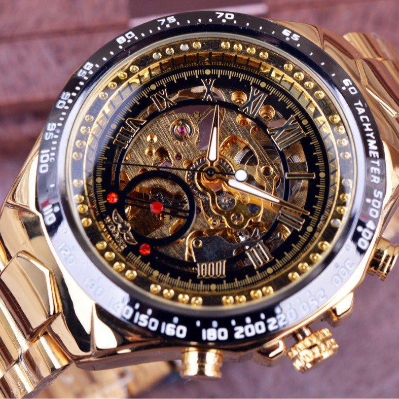 2026 Cross-Border WINNER Men's Fashionable Personality Gold Semi-Steel Hollow Semi-Automatic Mechanical Watch_voghion.com