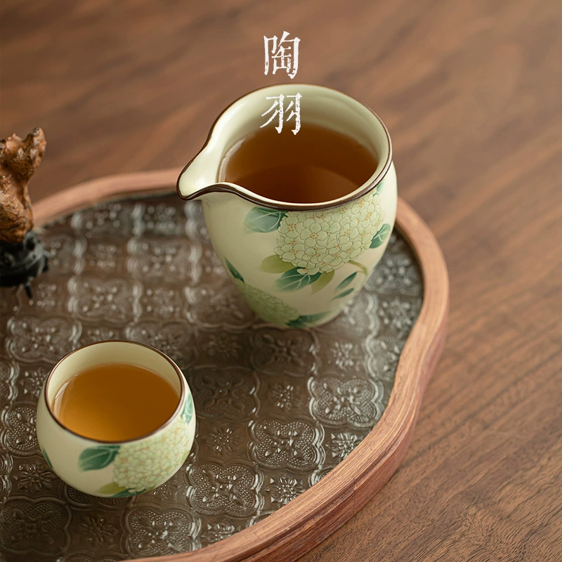 [仿宋汝窑绣球花小罗汉杯陶瓷品茗杯主人杯单杯开片可养家用喝茶杯]