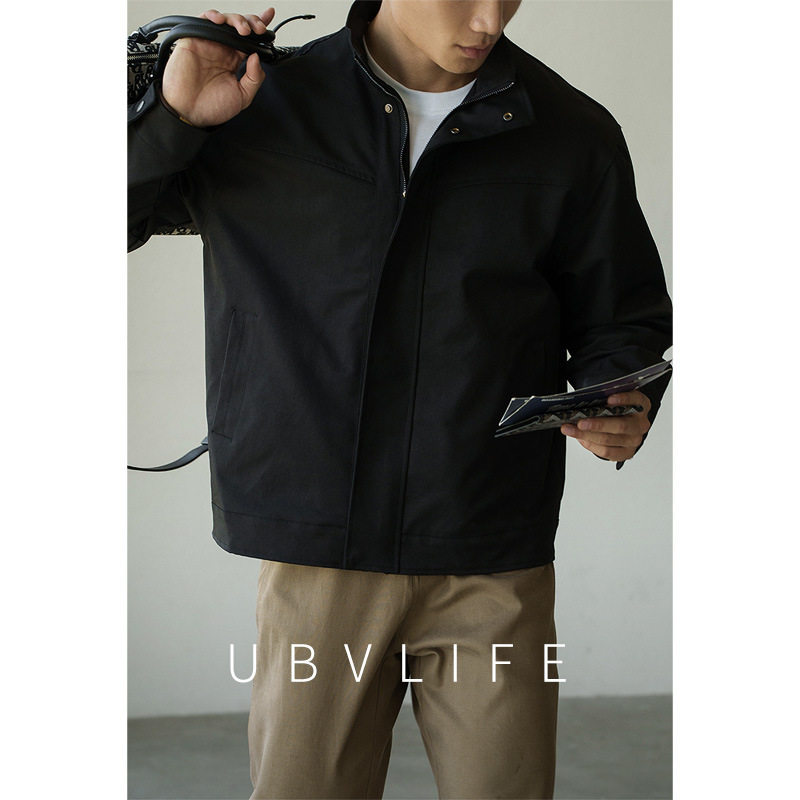 Old Money Style Retro Stand Collar Zipper Slim Casual Jacket Men's 2025 Autumn and Winter Outdoor Sports Windproof Jacket