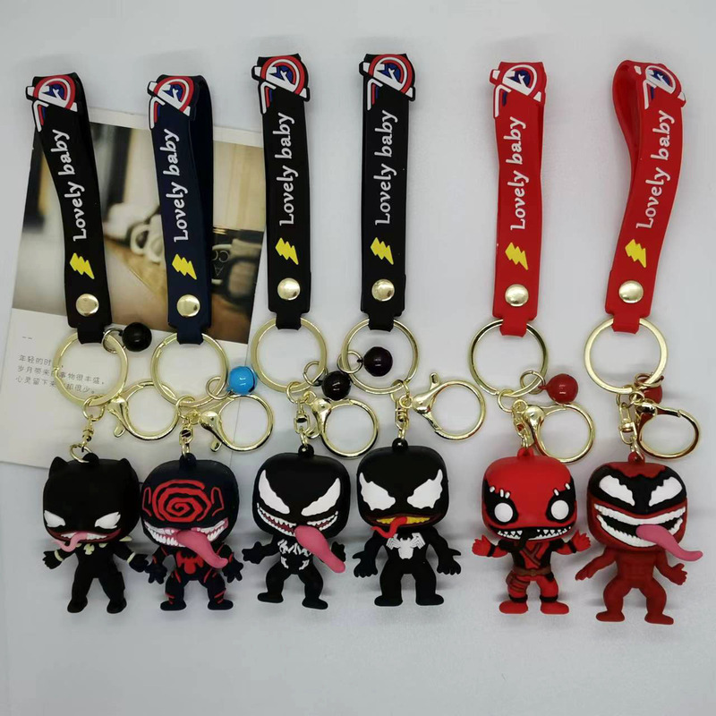 Cross-Border Creative Cartoon Avengers Venom Doll Key Chain Pendant Bag Car Key Chain Accessories Gifts
