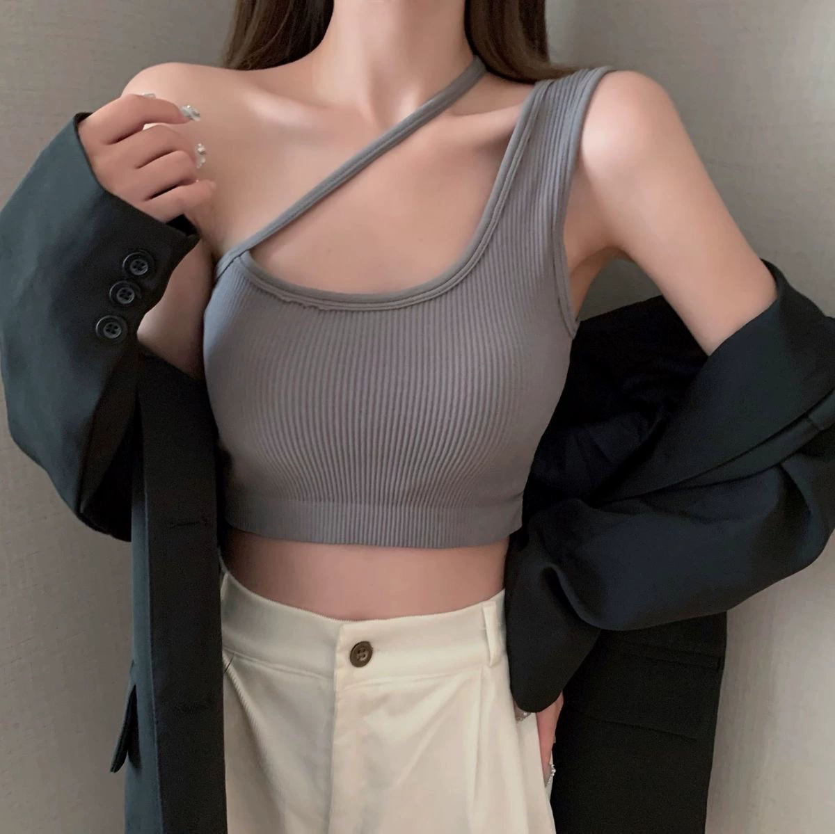 long camisole 2022 New Fashion Women Sexy Crop Tops Solid Summer Camis Women Casual Tank Tops Vest Sleeveless Crop Tops Blusas cheap bras