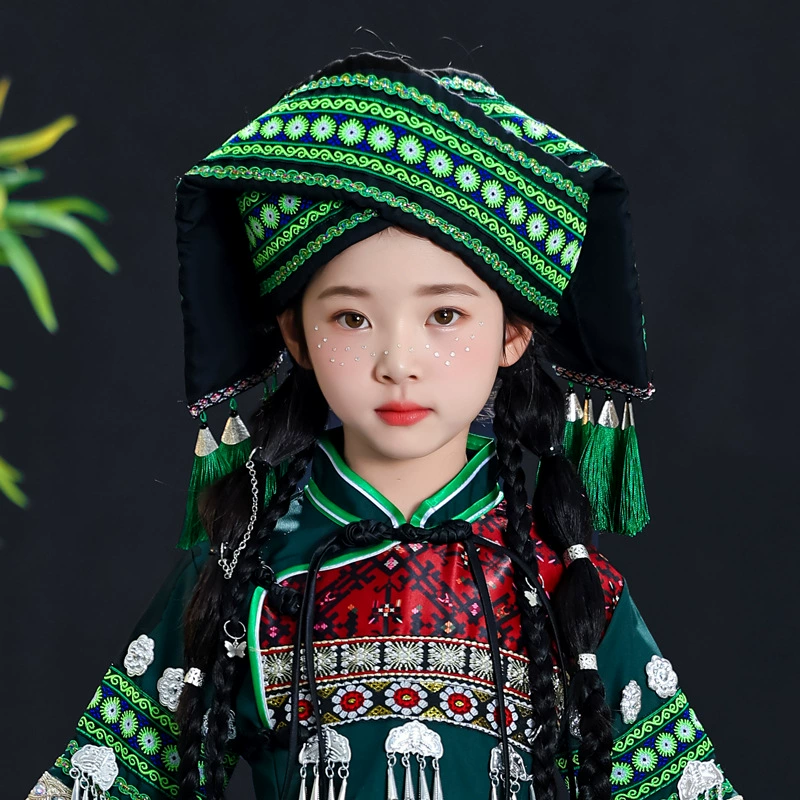 Гуансийский мартовский головной убор San Zhuang, этническая одежда, головной убор для мальчиков и девочек, мяо яо туцзя шляпы