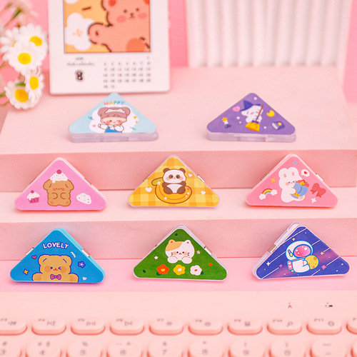 Cartoon corner clip student test paper information book corner clip bill folder cute stationery binding triangle clip