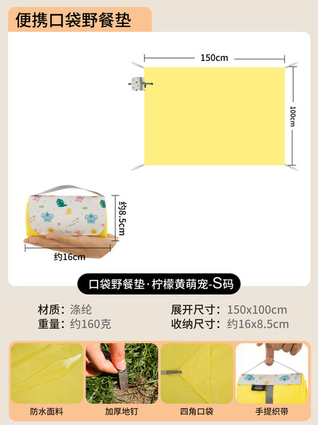 Handheld light and thin beach carpet for traveling for camping