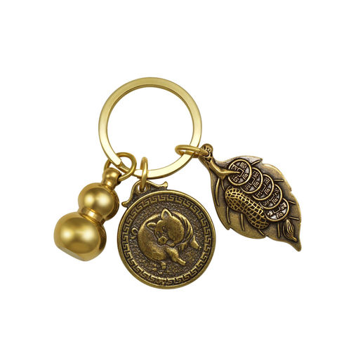 Pure Copper Gourd Twelve Zodiac Keychains Make Money Overnight Accessories Car Pendants Travel Accessories Live Broadcast Hot Selling