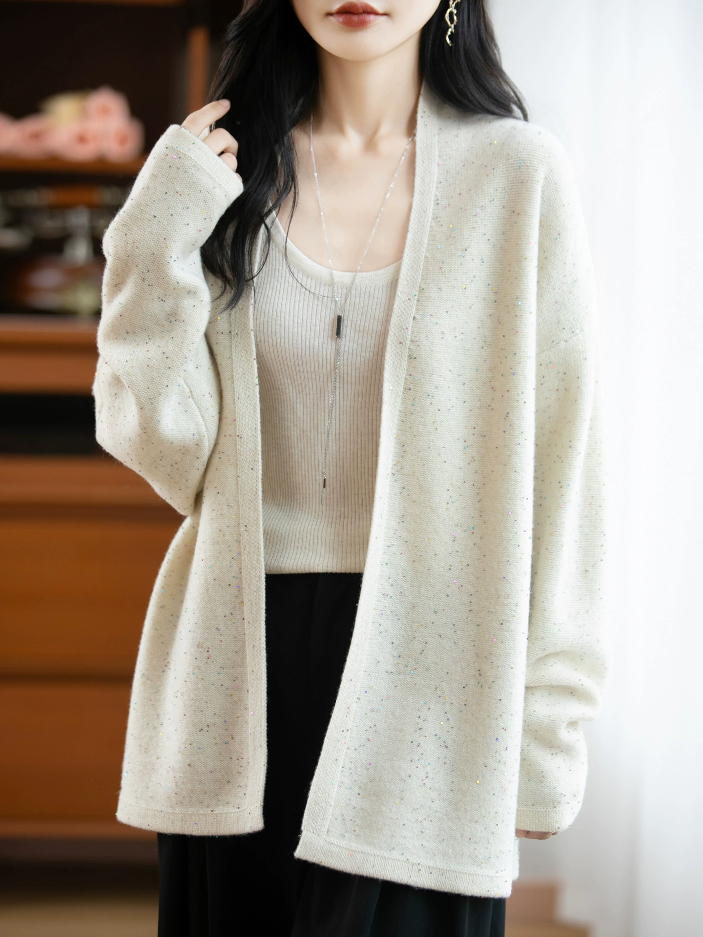 Шерстяной кардиган, демисезонное пальто, свитер, oversize