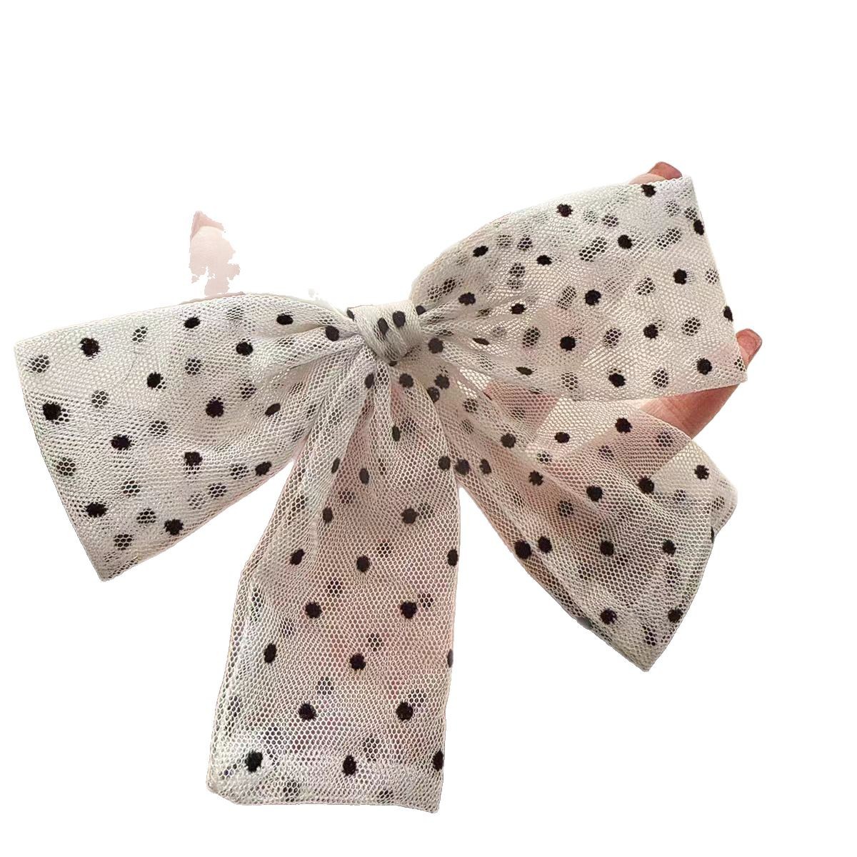 Joyería coreana 2025 nuevo estilo malla lunares encaje lazo grueso lazo para el cabello cuerda para el cabello francés accesorios para el cabello mujeres