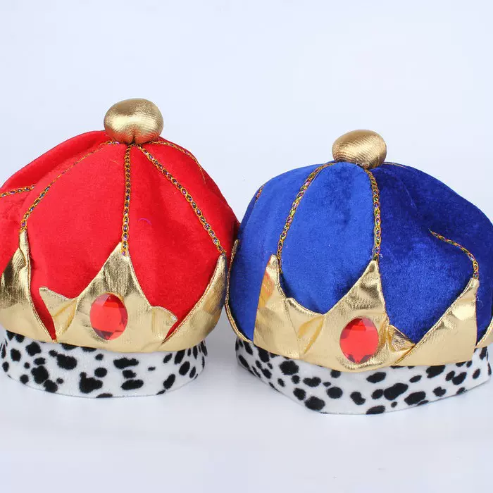 万圣节装扮道具王子国王圣诞表演皇冠帽法老王帽狂欢帽派对丝绒帽