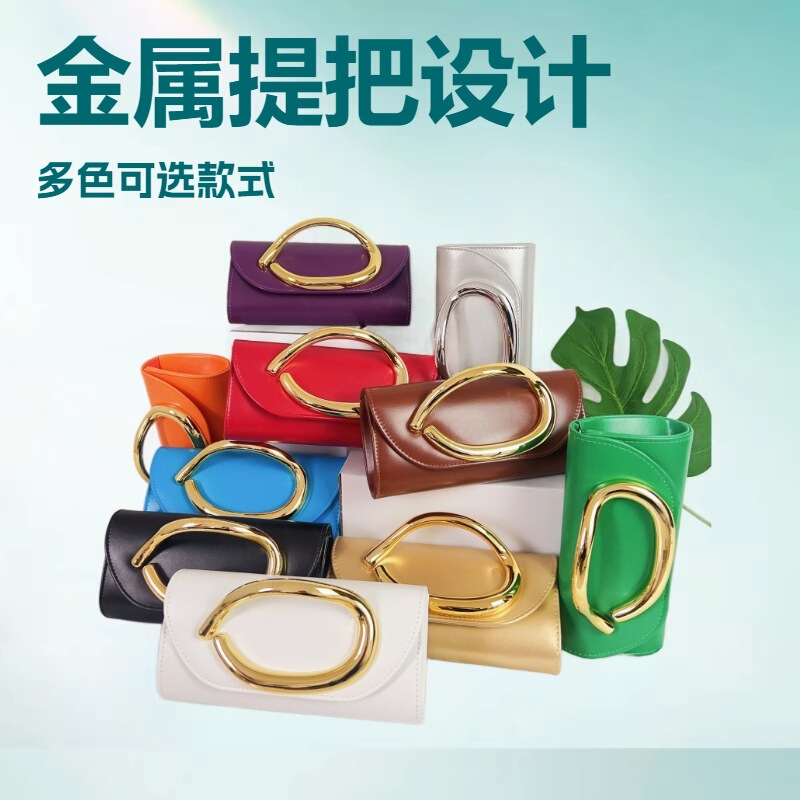 Cross-Border Niche Clutch Evening Bag, Small Square Box Bag, European and American Retro Metal Handle Chain Shoulder Crossbody Women's Bag