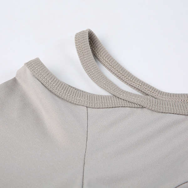 Sexy Single Shoulder Suspender Off Neck Long Sleeved T Shirt Women Solid Color Side Pleating Slim Fit Bottoming Top