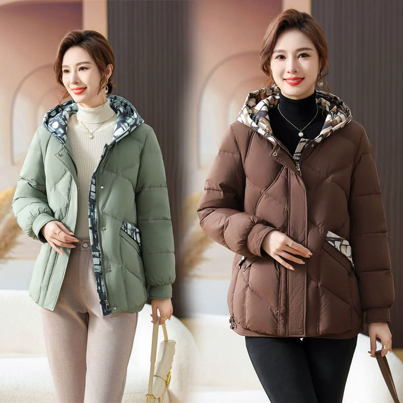 Зимний белый утиный пуховик для матери среднего возраста, Короткий Западный стиль, 2023, новое зимнее толстое пальто для женщин среднего и пожилого возраста