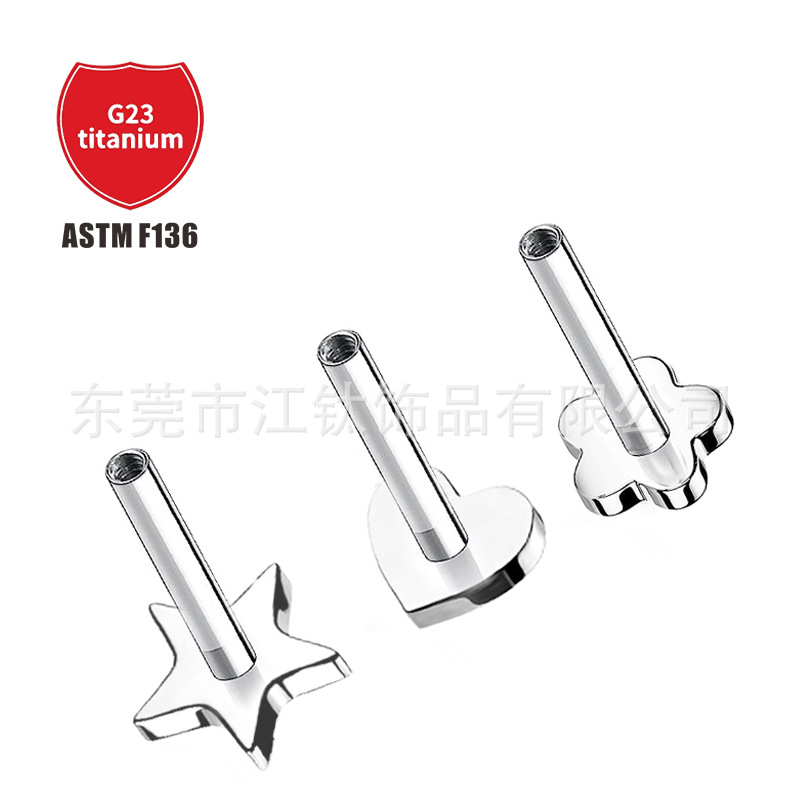 Pointed titanium steel lip stud product view