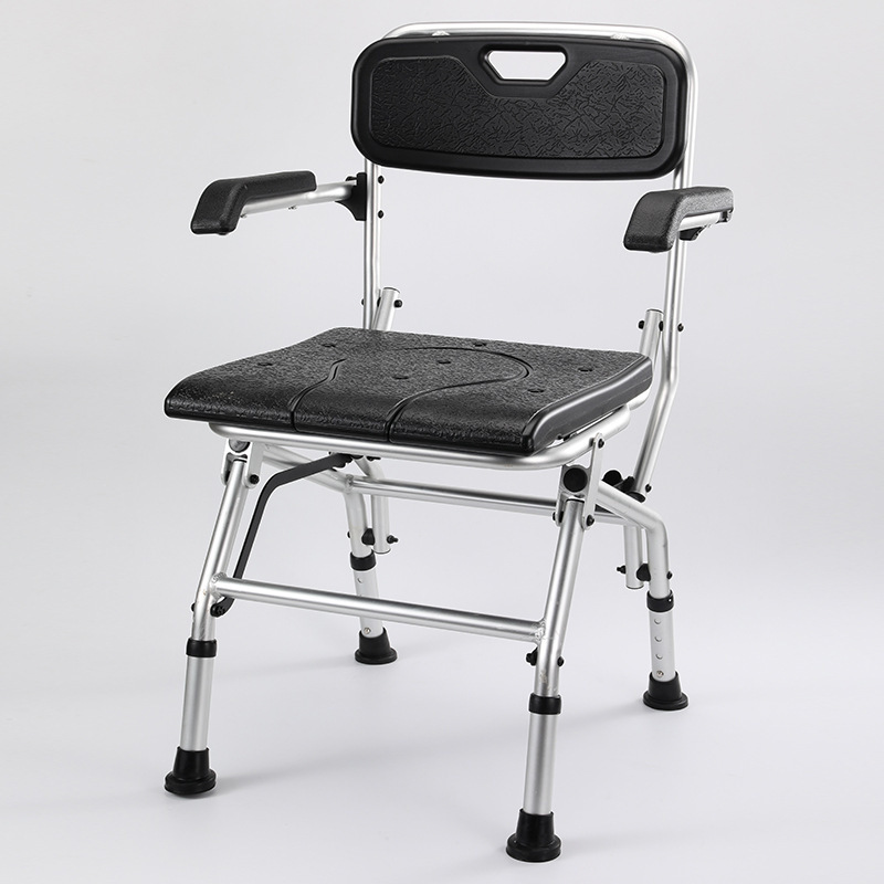 Silla de baño de ancianos Silla de baño plegable silla ergonómica negro mujeres embarazadas Silla de baño móvil