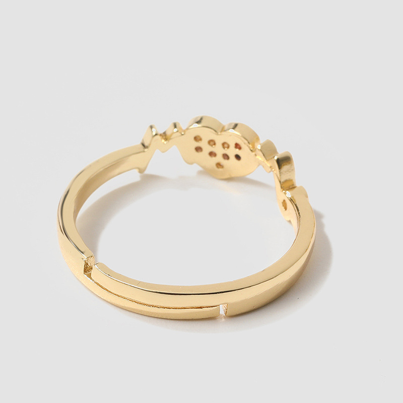 Fashion Heart Shape Copper Inlay Zircon Rings 1 Piece