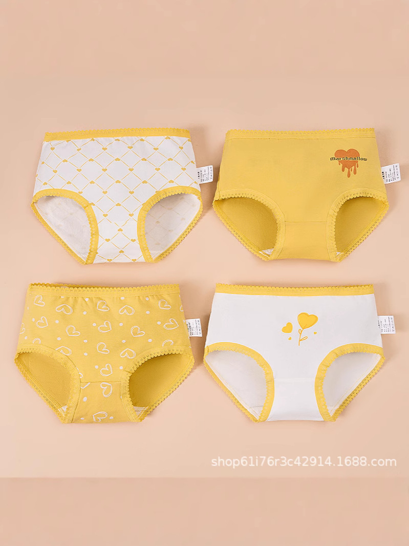 Cross-Border Student Underwear, Girls' Cotton Triangle, Medium and Large Children's Briefs, Girls' Non-Stuck Cotton Briefs