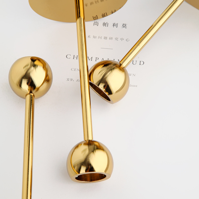 批發亞馬遜跨境金色鐵藝燭台燭光晚餐浪漫擺件家居裝飾創意工藝品